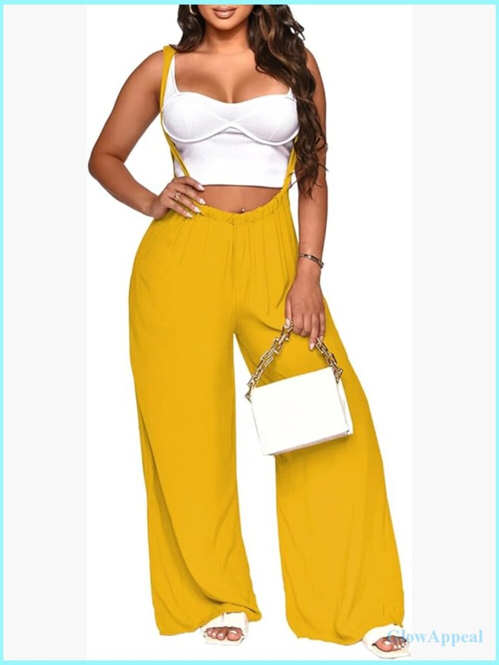Wide Leg Jumpsuit Sleeveless Spaghetti Strap with Pockets